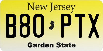 NJ license plate B80PTX