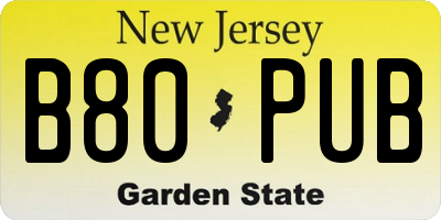NJ license plate B80PUB