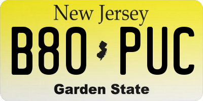 NJ license plate B80PUC