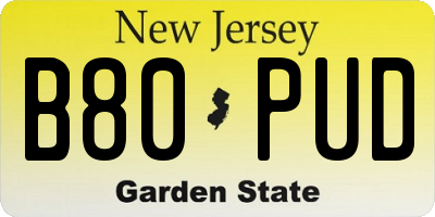 NJ license plate B80PUD