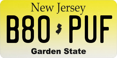 NJ license plate B80PUF