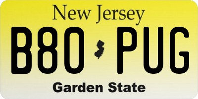 NJ license plate B80PUG