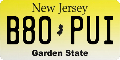 NJ license plate B80PUI