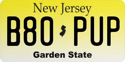 NJ license plate B80PUP