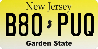 NJ license plate B80PUQ