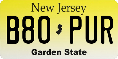 NJ license plate B80PUR
