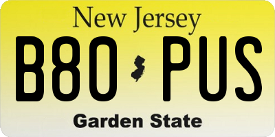 NJ license plate B80PUS