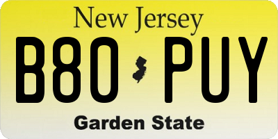 NJ license plate B80PUY