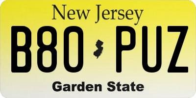NJ license plate B80PUZ
