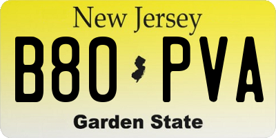 NJ license plate B80PVA