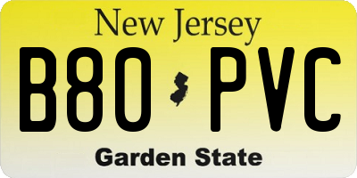 NJ license plate B80PVC