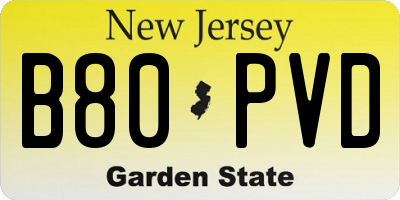 NJ license plate B80PVD