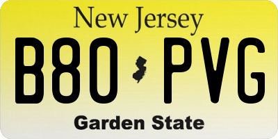 NJ license plate B80PVG