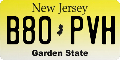 NJ license plate B80PVH