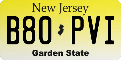 NJ license plate B80PVI