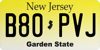 NJ license plate B80PVJ