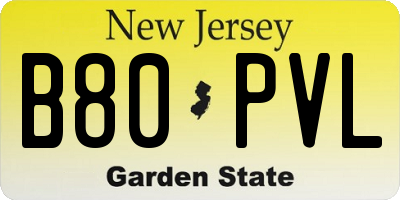 NJ license plate B80PVL