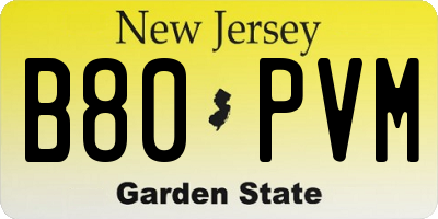 NJ license plate B80PVM