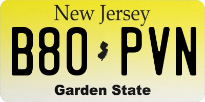 NJ license plate B80PVN