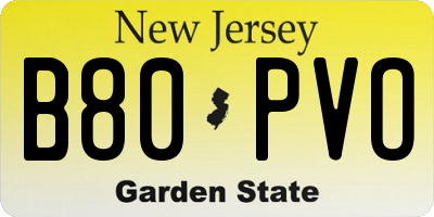 NJ license plate B80PVO