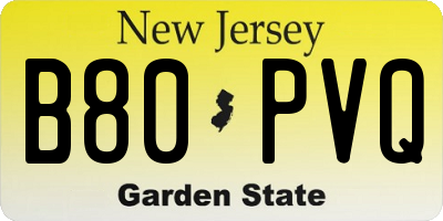 NJ license plate B80PVQ