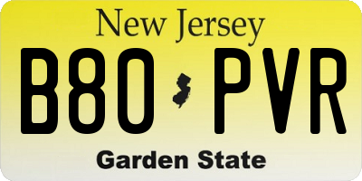 NJ license plate B80PVR