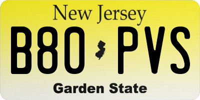 NJ license plate B80PVS