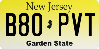 NJ license plate B80PVT