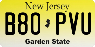 NJ license plate B80PVU