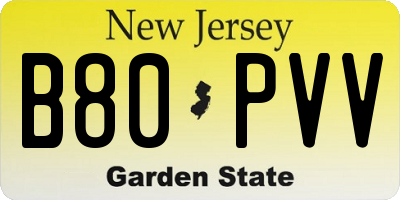 NJ license plate B80PVV