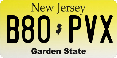 NJ license plate B80PVX