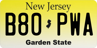 NJ license plate B80PWA