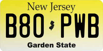 NJ license plate B80PWB