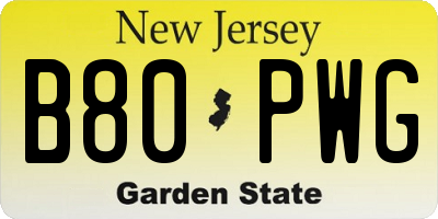 NJ license plate B80PWG