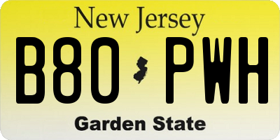 NJ license plate B80PWH