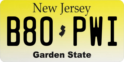 NJ license plate B80PWI