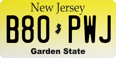 NJ license plate B80PWJ
