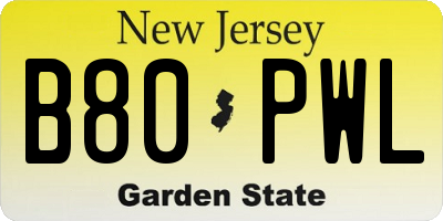 NJ license plate B80PWL