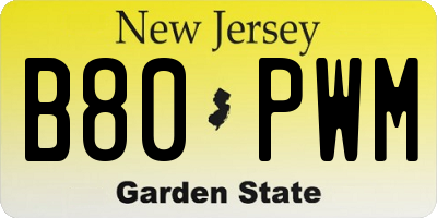NJ license plate B80PWM