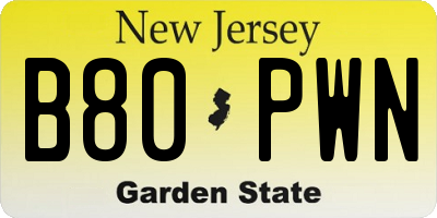 NJ license plate B80PWN