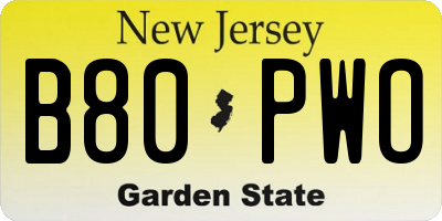 NJ license plate B80PWO