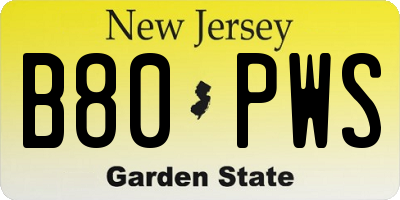 NJ license plate B80PWS