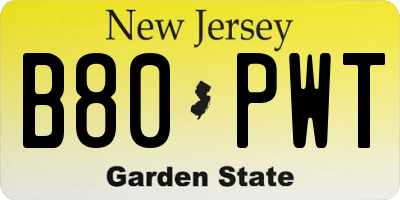 NJ license plate B80PWT