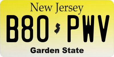 NJ license plate B80PWV