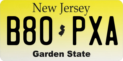 NJ license plate B80PXA