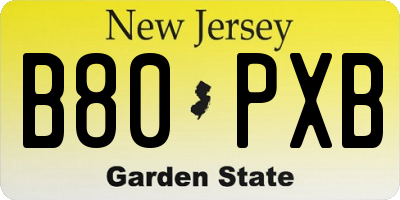 NJ license plate B80PXB