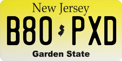 NJ license plate B80PXD