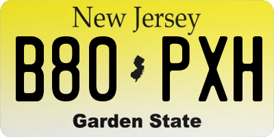 NJ license plate B80PXH