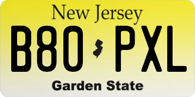 NJ license plate B80PXL
