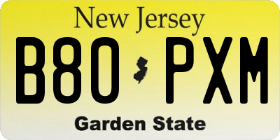 NJ license plate B80PXM